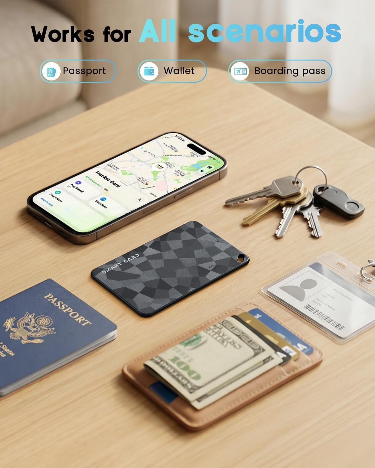 2026 Wallet Tracker Card (iOS and Android) Slim Tracking Card, 6-12 Years Battery Bluetooth Smart Card, Work with Apple Find My & Google Find Hub, GPS Locator for Luggage, Passports, Keys, Backpack