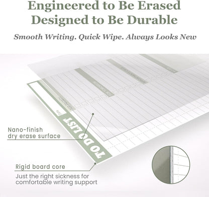 Dry Erase Desk Planning Board - Reusable Desktop Daily Planning Board, Work to-do List - 11"x8.5" Tabletop Dry Erase Board with Stand - Marker Included