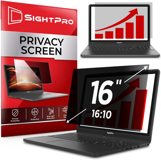 SightPro 16 Inch 16:10 Laptop Privacy Screen Filter - Computer Monitor Privacy Shield and Protector - High Clarity