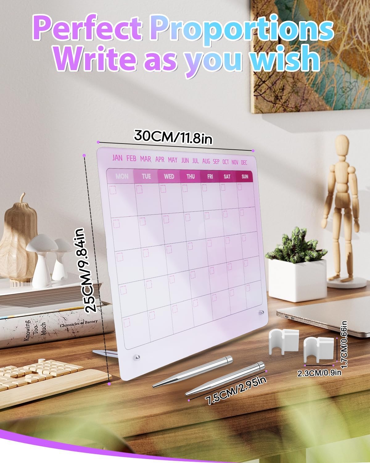 UCEC Dry Erase Calendar for Desk, 12" x 10" Weekly Planning Reminder Board, Dry Erase to Do List Calendar for Office with Stand and Pen Clip for Home Office & School Organization