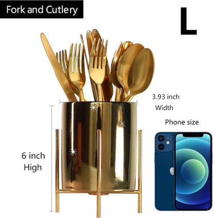 Gold Pencil Cup Sturdy Metal Frame With White Ceramic Pen Holder For Desks and kitchen Appliance Holders