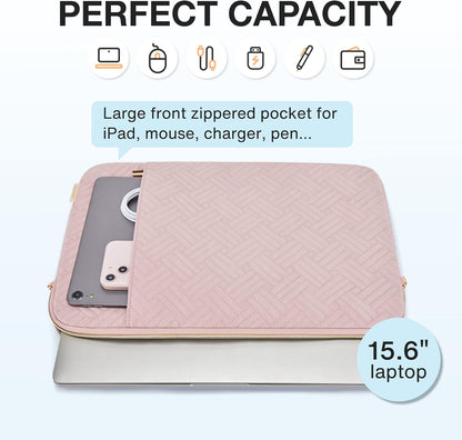 BAGSMART Laptop Sleeve Bag Compatible with MacBook Air/Pro, 13-13.3 inch Notebook, Compatible with MacBook Pro 14 Inch, MacBook Air M2 Sleeve 13 Inch, Repellent Protective Case with Pocket, Pink