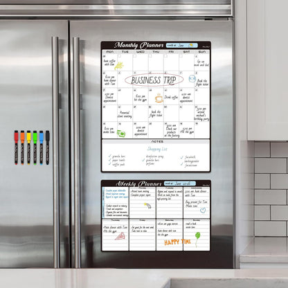 Magnetic Dry Erase List Board - 4"x12" Multifunctional List Board for Fridge - 6 Extra Fine Point Markers Included - Shipped Flat