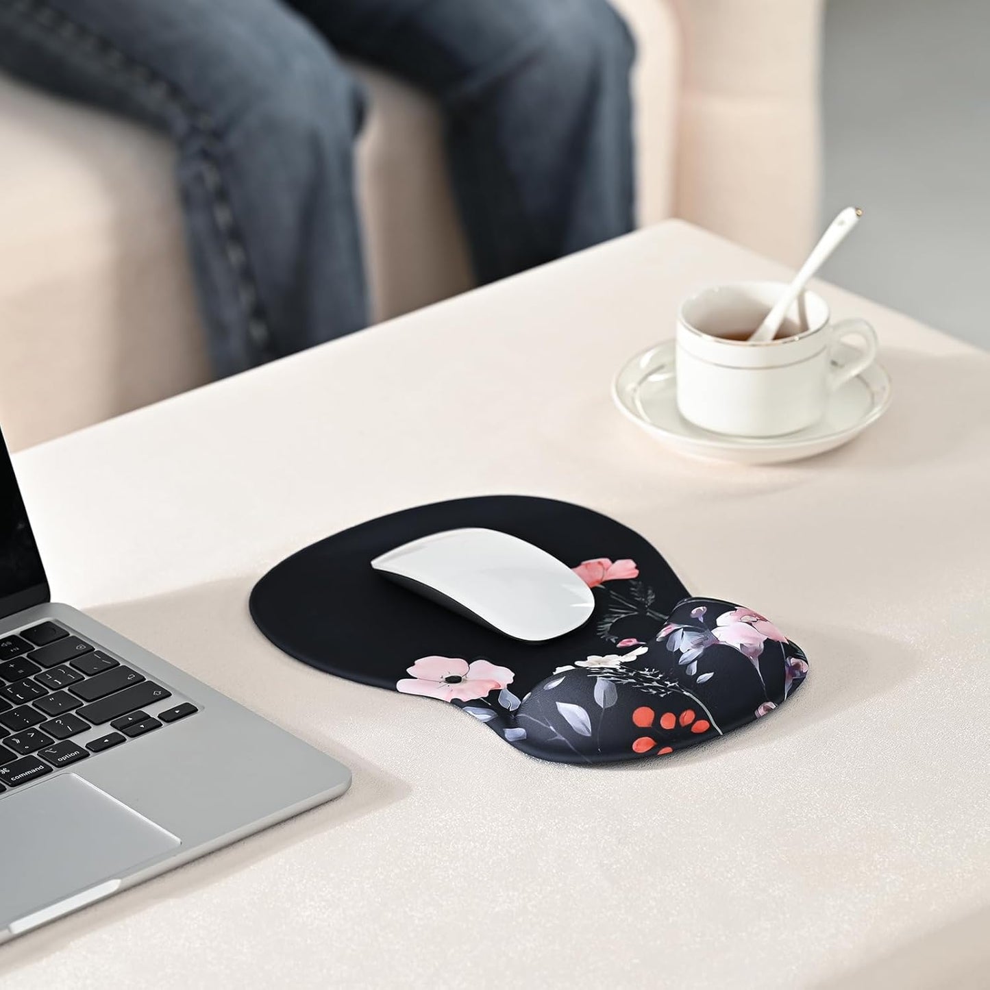 EooCoo Ergonomic Mouse Pad with Gel Wrist Rest Support, Middle Concave Design for Natural Wrist Alignment, Non-Slip Base Mousepad for Laptop, Computer, Office Desk Accessories, Carpal Tunnel Syndrome