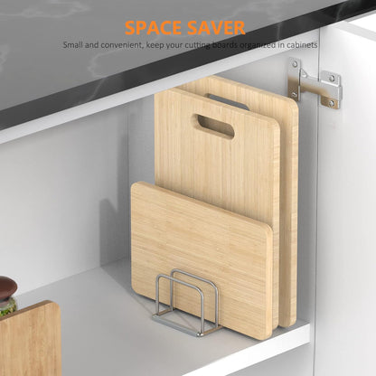 KORRTFID Cutting Board Holder Stand, Chopping Board Storage Rack, Cutting Board Organizer, 304 Stainless Steel Chopping Board Holder, Cookie Sheets Organizer 1.0+1.2 Inch Width Slots(Large)