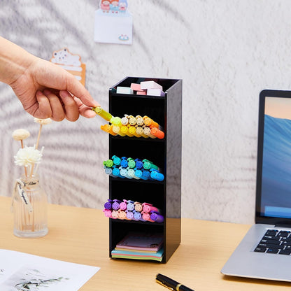 MotiMind Acrylic Pen Organizer Storage for 250 Markers Vertical Marker Organizer Acrylic Pen Display Holder for Office Desk Desktop Stationery Pencil Storage, Clear, 13 x 4 x 12.4 Inch