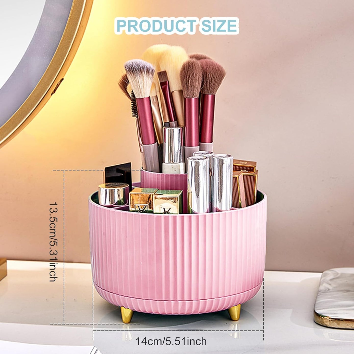 Cayxenful Pencil Holder For Desk,5 Slots 360°Degree Rotating Desk Organizers And Accessories,Desktop Storage Stationery Supplies Organizer, Cute Pencil Cup Pot For Office, School, Home (C-Blue)