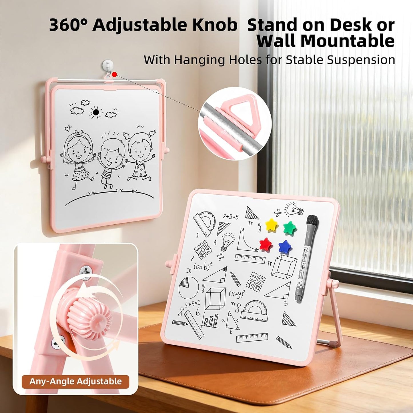Colorful Dry Erase White Board 8.3x11in, Magnetic Desktop Board with Stand, 2 Markers (Eraser Head), 4 Magnets - Double-Sided Easel for Daily Planning, Memo, Office/Home/School (Blue)