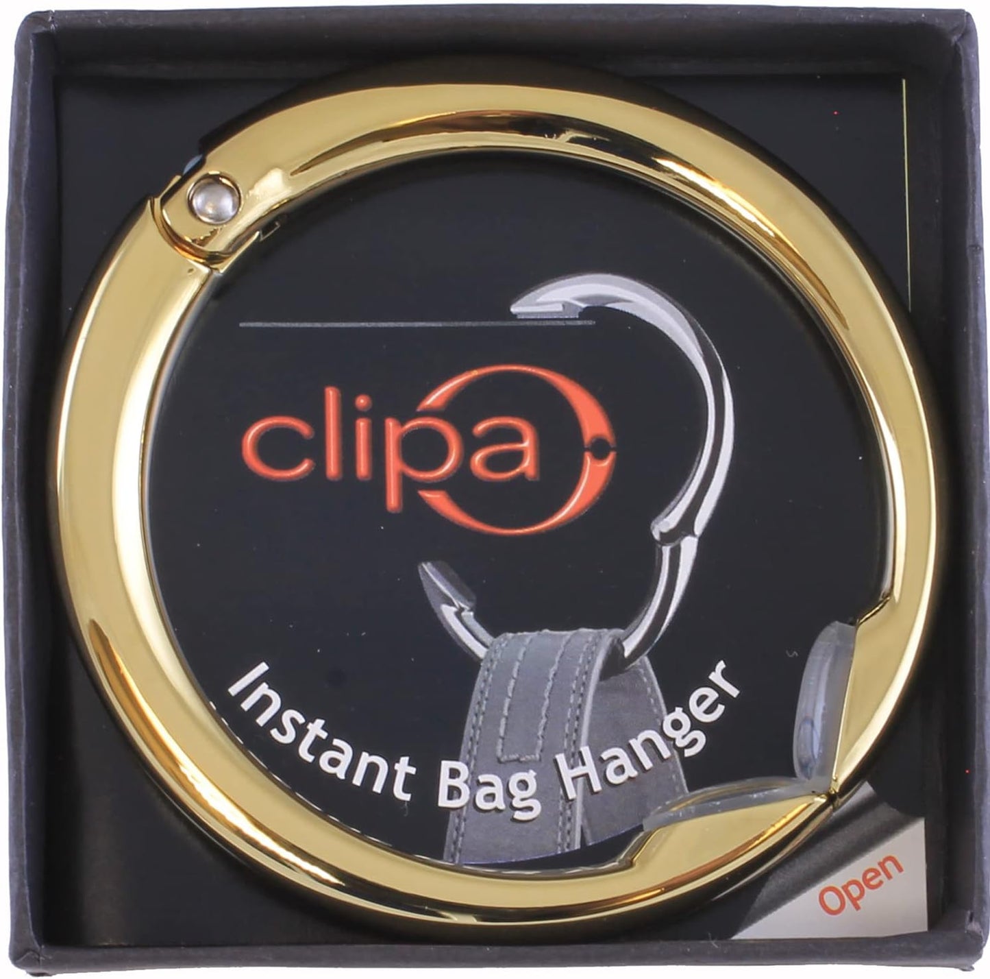 Clipa Bag Hanger - The Ring that Opens Into a Hook, Closes Automatically | Hangs Almost Anywhere in Just 1/2" of Space | Holds 33 lbs | 9 Styles | 3 yr Warranty