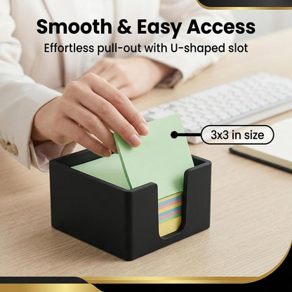 Silicone Sticky Note Holder for Desk - Modern 3x3 Inch Memo Pad Dispenser Post Note Holder, Minimalist Desk Storage Organizer for Office, Home, and School, White