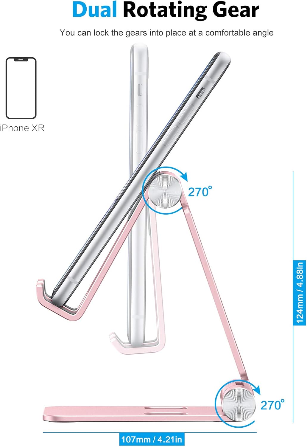 OMOTON Foldable Cell Phone Stand, C4 Portable Aluminum Phone Holder, Adjustable Phone Dock Cradle for iPhone 17/16/15 Pro Max Air, Small Tablets, Smart Phones, Women Men Gift for Fathers Day, Silver