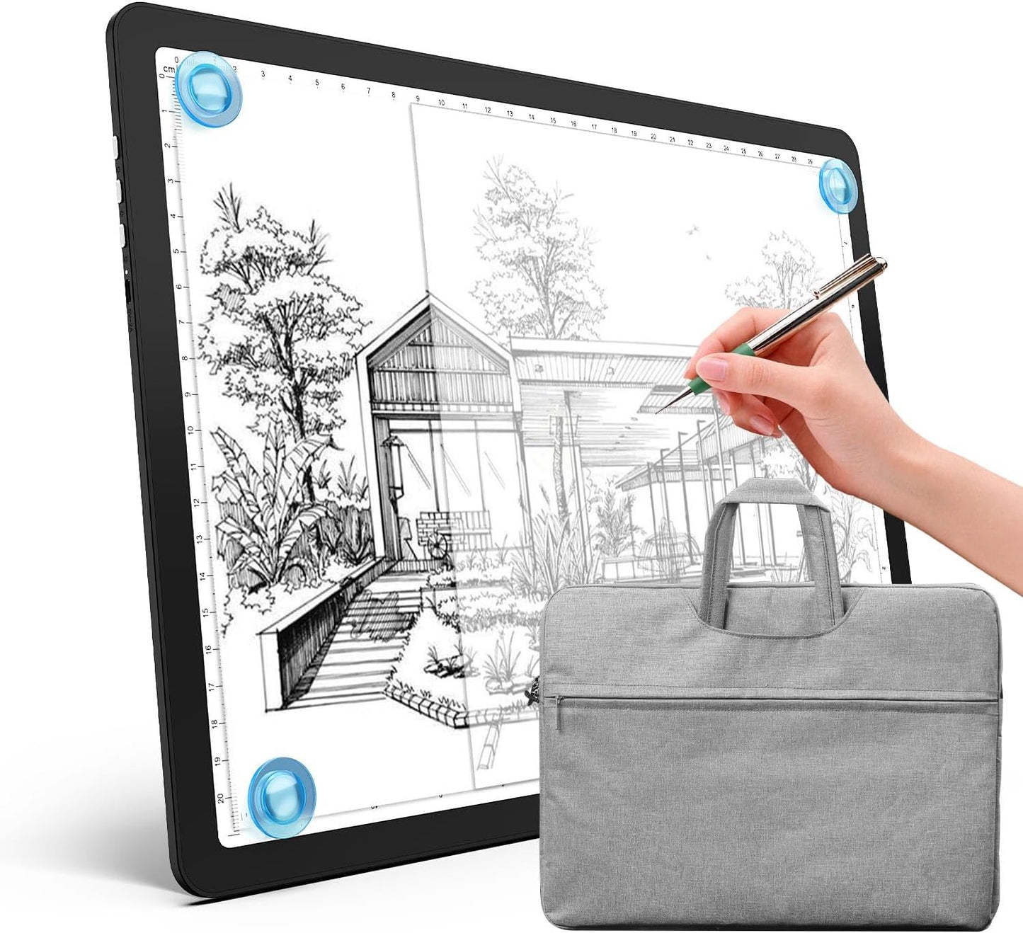 Heanolier A4 LED Copy Board Light Tracing Box,Super Bright Magnetic Light pad with Side physical Buttons,Adjustable Corded Light Table for Tattoo Transferring,Drawing, Light Board for Diamond Painting