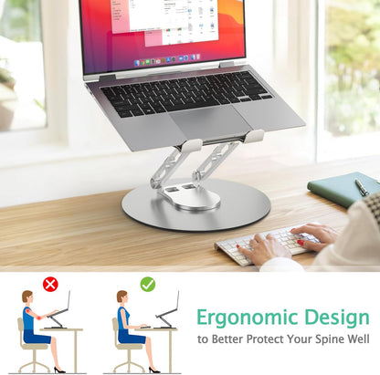 Laptop Stand for Desk Adjustable Computer Stand with 360 Rotating Base Ergonomic Laptop Riser Mount for Desk Foldable Protable Computer Desk Fits with MacBook Pro Air, Rectangle