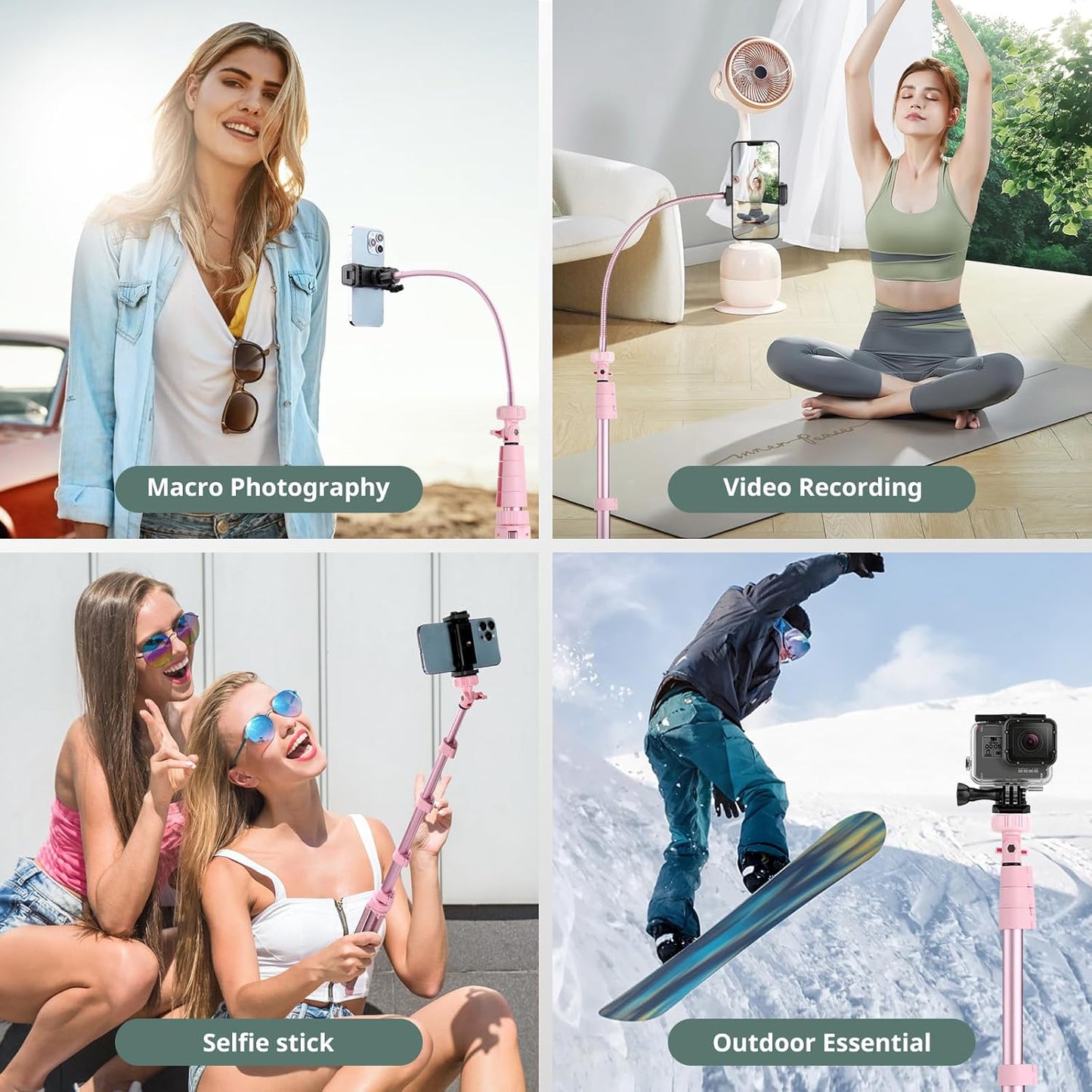 SENSYNE 62" Phone Tripod & Selfie Stick, Extendable Cell Phone Tripod Stand with Wireless Remote and Phone Holder, Compatible with iPhone Android Phone, Camera