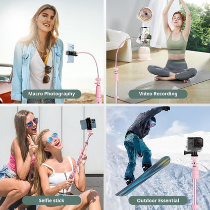 SENSYNE 62" Phone Tripod & Selfie Stick, Extendable Cell Phone Tripod Stand with Wireless Remote and Phone Holder, Compatible with iPhone Android Phone, Camera