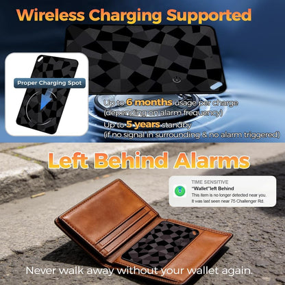 Wallet Tracker Card (iOS & Android), Ultra-Thin Bluetooth Smart Card Tracking Card Item Tracker Work with Apple Find My & Google Find Hub, IPX4 Rechargeable GPS Tracker for Wallet Passport Keys