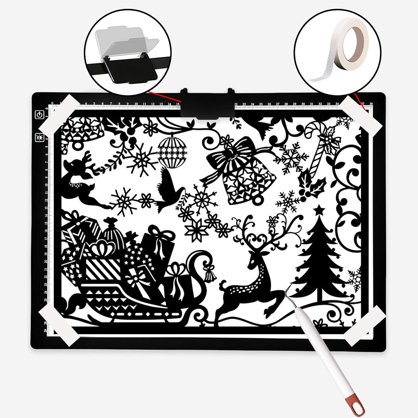 Fiqiuuiid A4 Rechargeable LED Light Pad, Tracing Light Box with 6-Level Dimmable & Light Guide artboard, Diamond Painting Light Board with Stand and Top Clip, Cordless Lightbox with Carrying Case