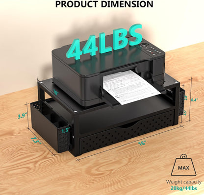 WALI Computer Monitor Stand for Desk, Adjustable Laptop Riser, Desk Monitor Stand Underneath Storage for Office, Home, School Supplies (STT003), 1 Pack, Black