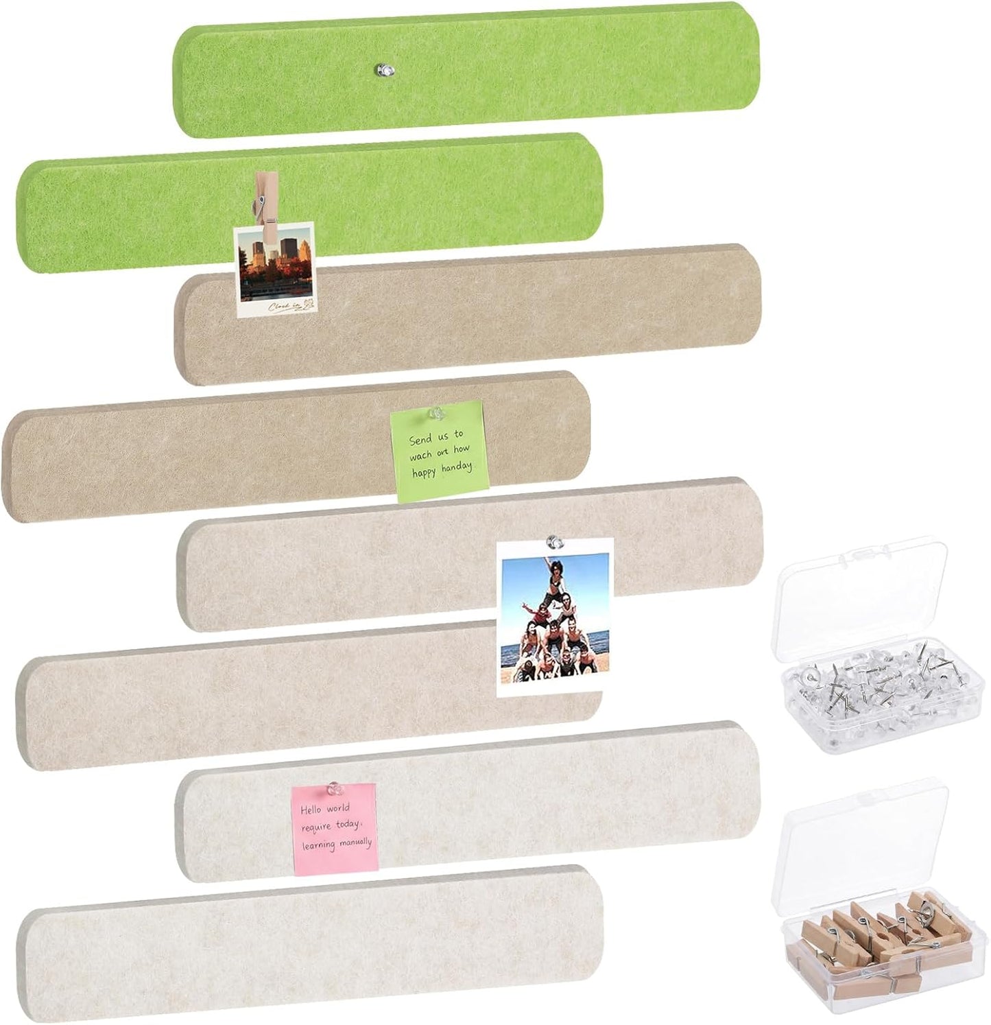Thboxes 5 Pack Felt Bulletin Board Strips, 13x2 Inch Self Adhesive Felt Pin Boards with 30 Pushpins, Cork Board for Walls Home Office Decor(Black)