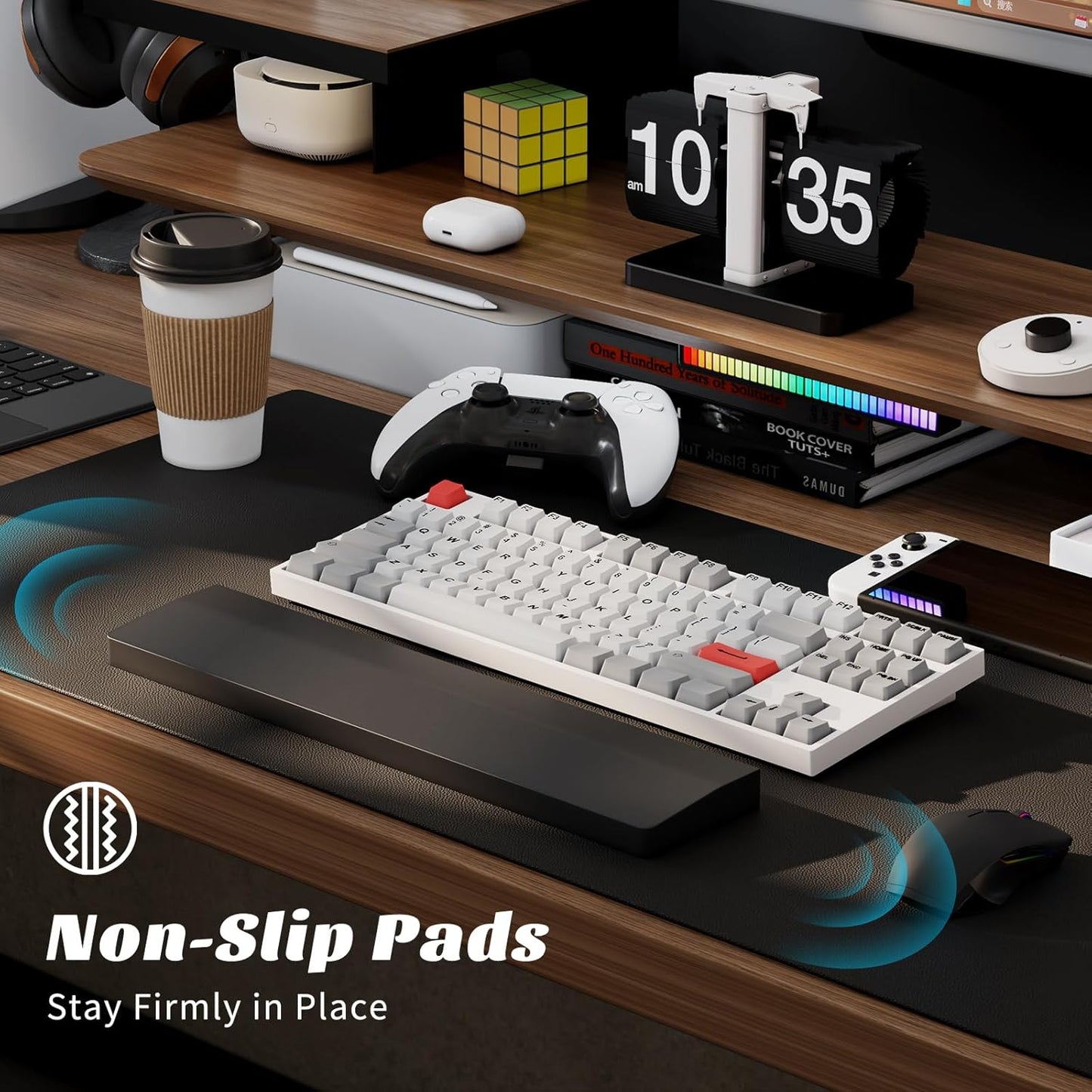Wooden Wrist Rest, 11.8-inch Length and 22mm Thickness for Small Keyboard, Bamboo Wood Palm Rest, Ergonomic Design for Mechanical Gaming Keyboard