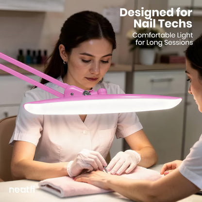 Neatfi XL 2200 Lumens 24W LED Desk Lamp – Shadow-Free Task Lighting | 4-Level Dimming | Home Office & Crafts Use | 20-Inch Wide Head (White, Non-CCT with Clamp)