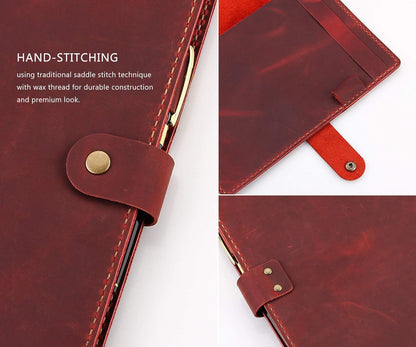 Robrasim Leather Cover for 6"x9" Steno Notebook, Leather Folio Cover Compatible with 6x9 Spiral Steno Pads, A5 Notebook Organizer with Pen Loop - Brown