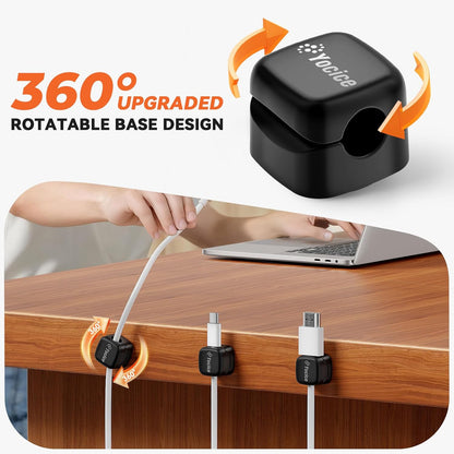 12Pack Rotatable Cord Organizer,Spring Cable Clips Desk Cable Management Cord Holder Adhesive Phone Charger Cord Clips for Home Office Car Wall Nightstand Accessories, Clear