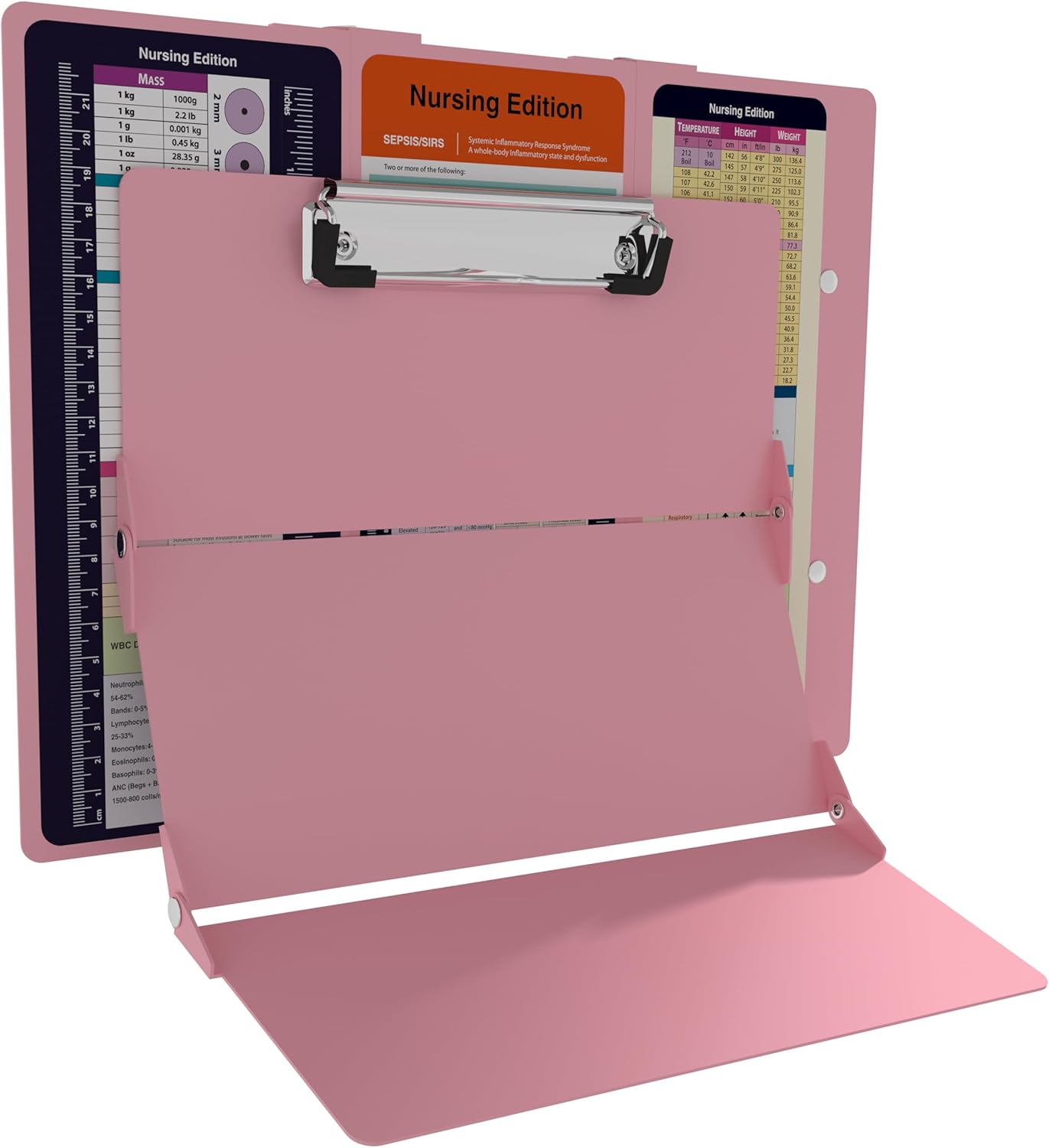Nursing Clipboard Foldable with Medical Edition Cheat Sheets, 3 Layers Aluminum Foldable Clipboard for Nursing, Notepad for Students, Nursing School Essentials (Black)