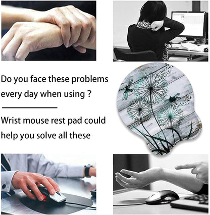 Mouse Wrist Rest and Keyboard Wrist Rest Pad Set, Non-Slip Rubber Base Smooth Surface Ergonomic Gaming Mouse Pad for Easy Typing and Pain Relief, Antique Blue Wood Grain Dog Paw + Coaster