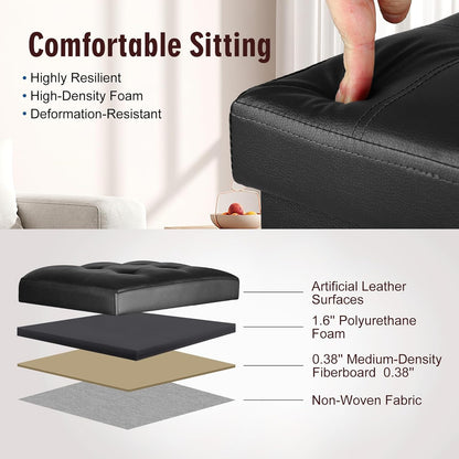 BelugaHelper Storage Ottoman Foot Rest Stool, Foldable Leather Footstool Storage Bench with Thicker Foam Padded Seat. Foot Rest Under Desk for Living Room Bedroom 350 lbs, 17x13x13 in, Brown