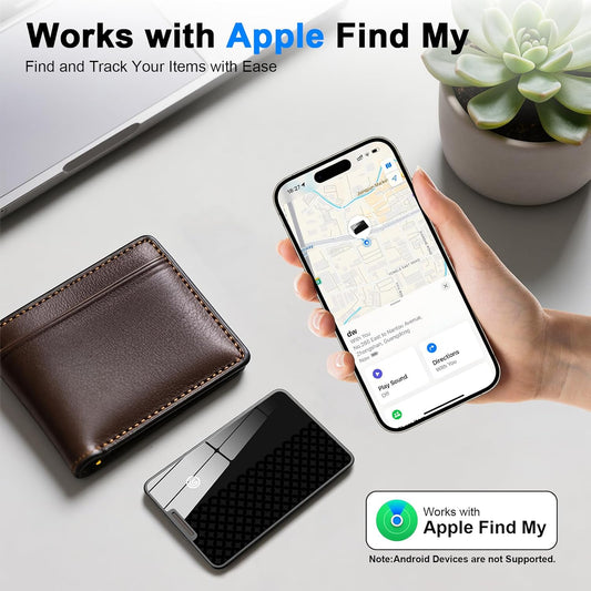 Trendia Compatible with AirTag Wallet Tracker, Smart Card Finder, Apple MFi Compatible (iOS Only), App Controlled Anti Loss GPS Tracker, IP68 Waterproof, Item Locator for Luggage Tags, Purses, Grey
