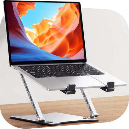RIWUCT 2026 Ultra-Slim Portable Laptop Stand for Desk, Height Adjustable & Dual-Bar Support Laptop Riser Holder, Ventilated Computer Stand, Compatible with MacBook/Dell/HP(10-15.6"), Gifts for Men/Dad