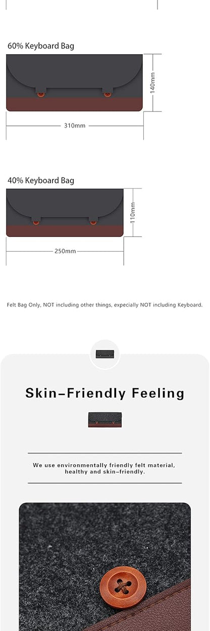 KPREPUBLIC PU Felt Keyboard Carrying case Bag for planck 40% 60% 80% 100% gh60 xd64 tada68 87 tkl 104 Ansi bm60 bm65 bm68 Poker (PU Felt Bag for 40% x1)