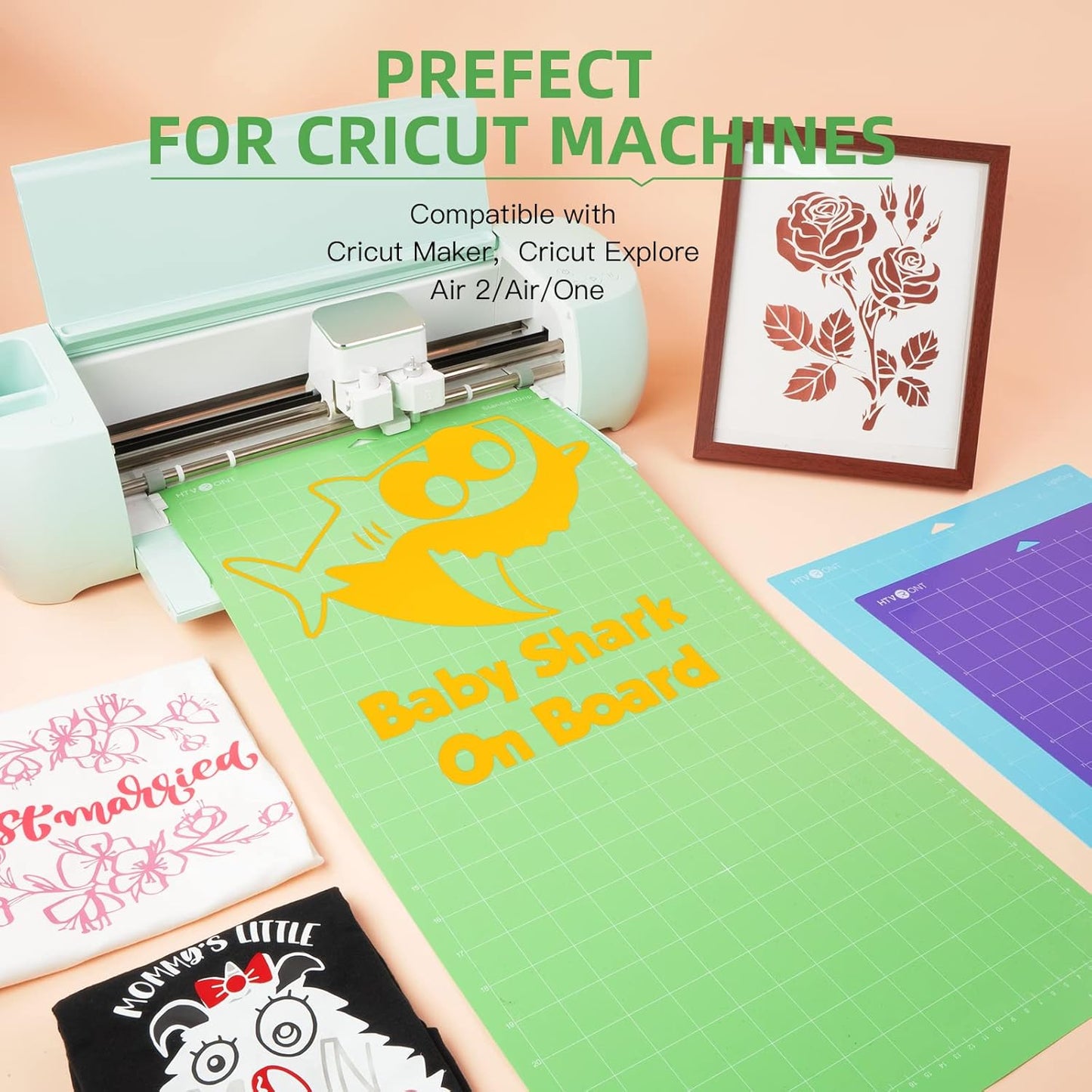 HTVRONT Standard Grip Cutting Mat, 6 Pack Cutting Mat 12x12 Compatible with Cricut Maker 3/Maker 4/Maker/Explore 3/4/5/Air 2/One, Standard Adhesive Sticky Quilting Cutting Mats Replacement Accessories