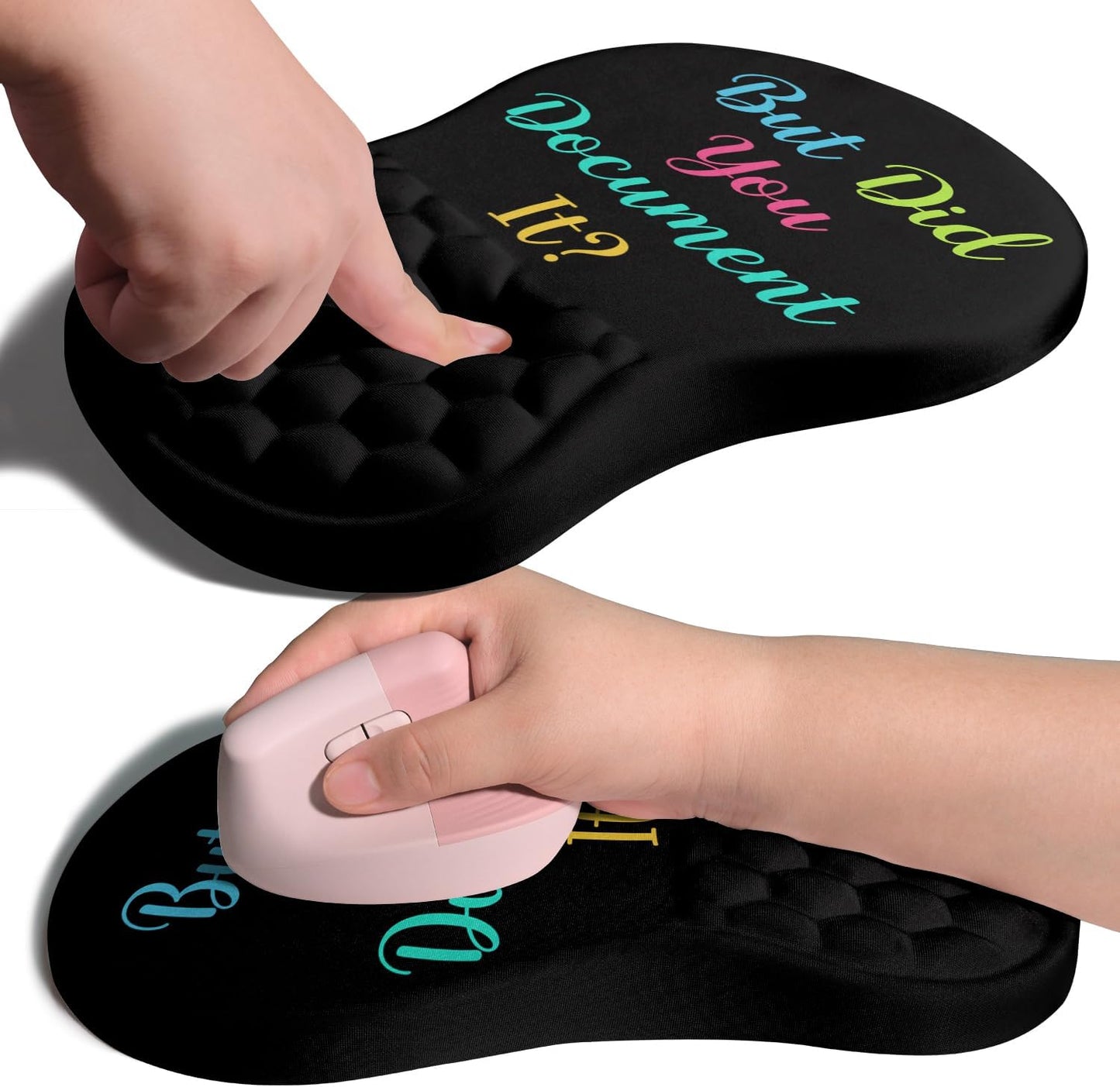 Ergonomic Joint Wrist Support Mouse Pad with Memory Foam Cushion Massage Bump, Carpal Tunnel Pain Relief Mousepad Slope Design for Wrist Rest, 11.8x7.9 in, Black