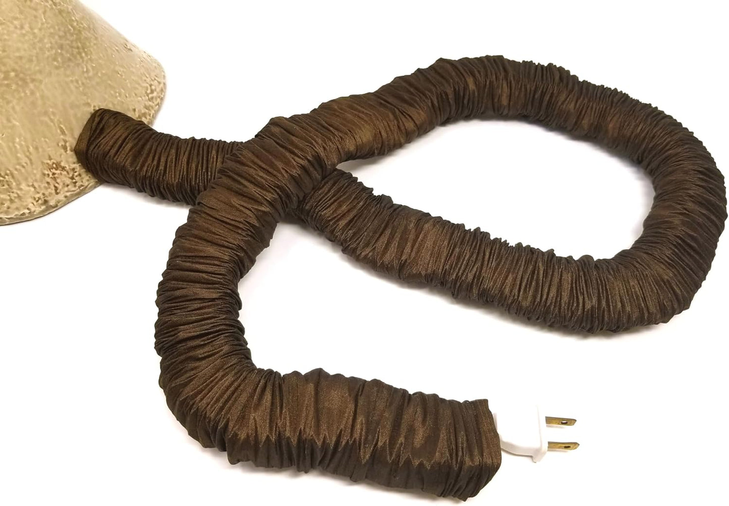 Dk Brown COVEREase Lamp Cord Cover 9 ft Faux Silk Fabric Cover - Cable Sleeve, Wire Cover, Cord Hider for Cable Management for Electrical Lighting Fixtures Dk Chocolate