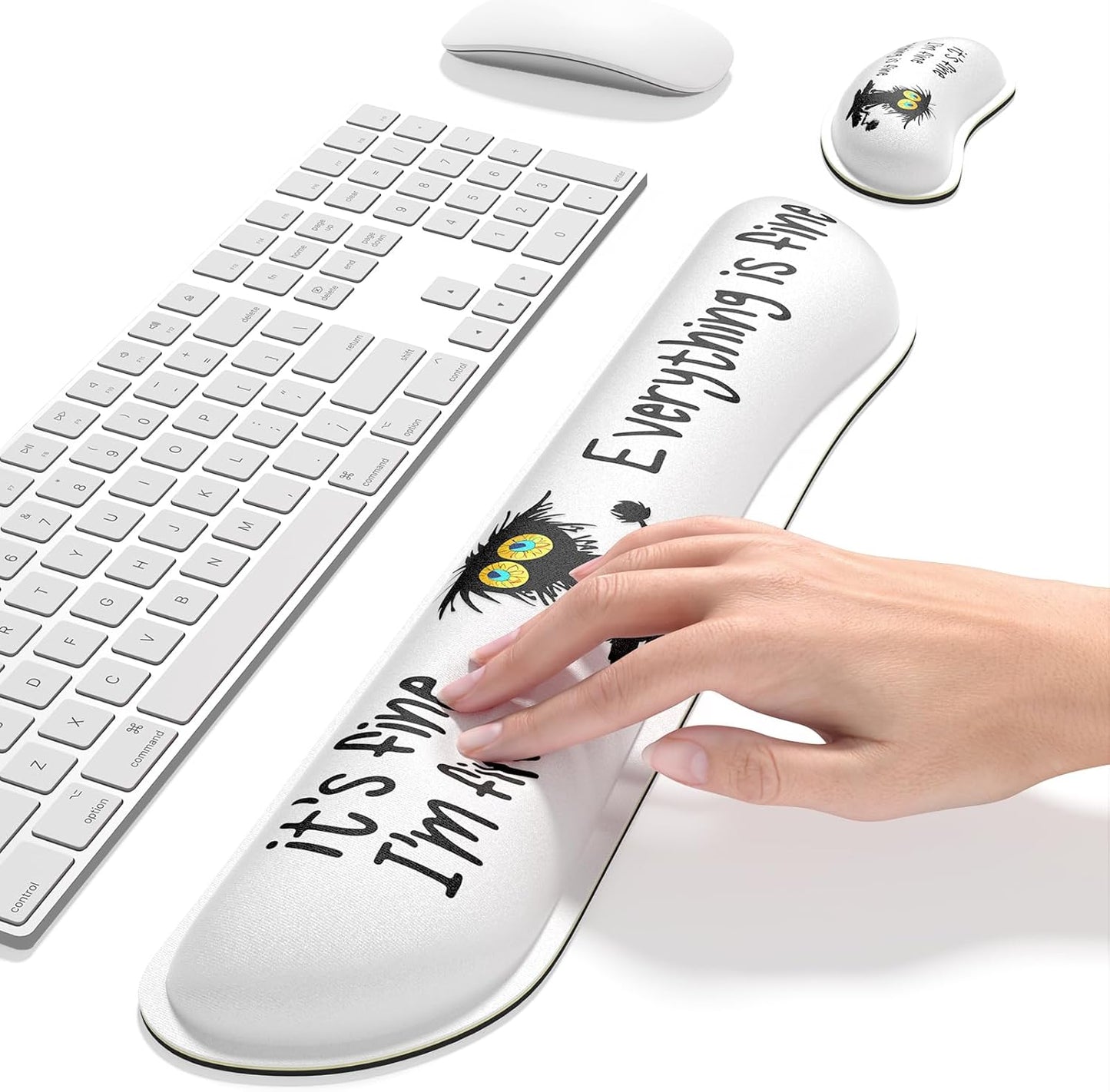 Dapesuom Enlarge Keyboard Wrist Rest, Memory Foam Wrist Cushion for Desk Mat Support, Cute Pain Relief Keyboard Mouse Pad Rests Set with Non-Slip Base for Gaming Laptop Office Computer, Elegant Flower