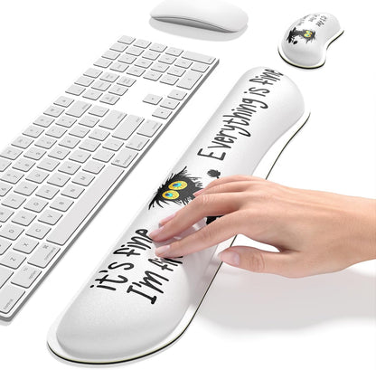 Dapesuom Enlarge Keyboard Wrist Rest, Memory Foam Wrist Cushion for Desk Mat Support, Cute Pain Relief Keyboard Mouse Pad Rests Set with Non-Slip Base for Gaming Laptop Office Computer, Elegant Flower