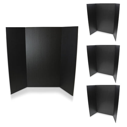 Flipside Products 36” x 48” Project Boards for Presentations, Science Fair, School Projects, Event Displays and Trifold Picture Board, Proudly Made in USA - Black - 4 Pack