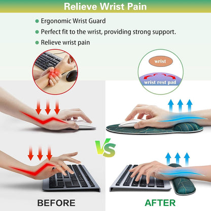Ergonomic Keyboard Wrist Rest, Mouse Pad with Wrist Rest Anime, Cat Gaming Mousepad with Wrist Support, Memory Foam Wrist Rest Set for Computer Keyboard, Funny Cute Office Desk Accessories