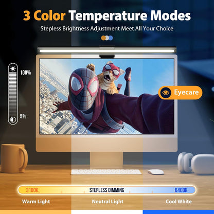Computer Monitor Light,Screen Monitor Light Bar with Backlight for Eye Caring, E-Reading LED Task Lamp with Color/Dimming Adjustment,Touch Control,No Screen Glare Space Saving Home Office Lamp