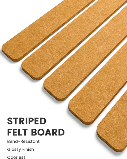 Fluxynara Cork Board Alternative Felt Strip Board 8-Pack 13"x2", Office Pin Board with 50 Push Pins, Adhesive Install for Bedroom Door & Home Office(Linen Dusk)