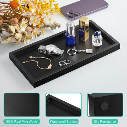 ALELION 8" Acacia Wood Bathroom Vanity Tray for Counter - Dresser Top Tray for Perfume Jewelry Candle Key Catchall - Small Kitchen Countertop Organizer for Soap Dispenser and Sponge Holder