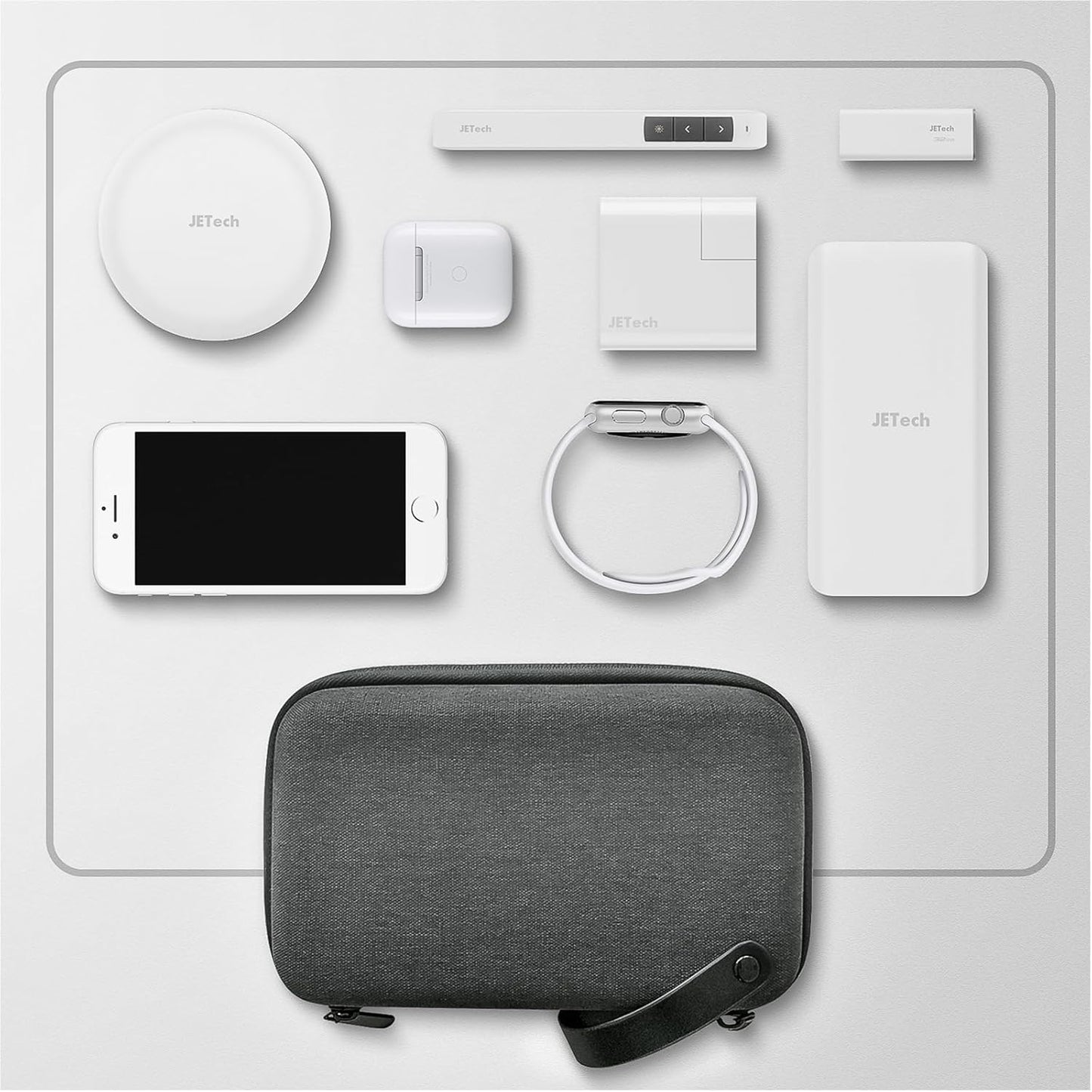 JETech Travel Accessories Organizer Case, Portable Electronic Pouch Gadget Bag for MacBook Power Adapter Chargers, Cables, Power Bank, Mouse, Stylus Pen, Earphone, SD Card, USB Flash Drive