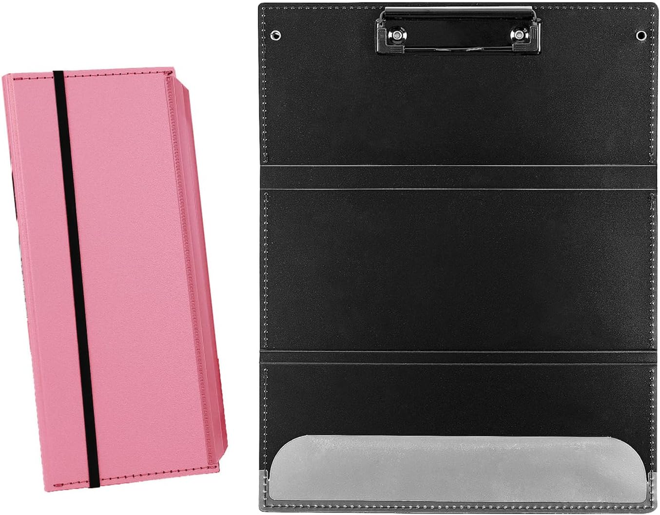 Portable Foldable Nursing Clipboard, Folding Metal Clipboard Pocket Size, Whitecoat Clipboard Nurse Edition Trifold, Occupational Therapy Clipboard for Doctors（Pink）