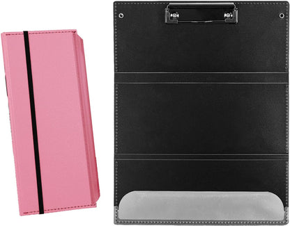 Portable Foldable Nursing Clipboard, Folding Metal Clipboard Pocket Size, Whitecoat Clipboard Nurse Edition Trifold, Occupational Therapy Clipboard for Doctors（Pink）