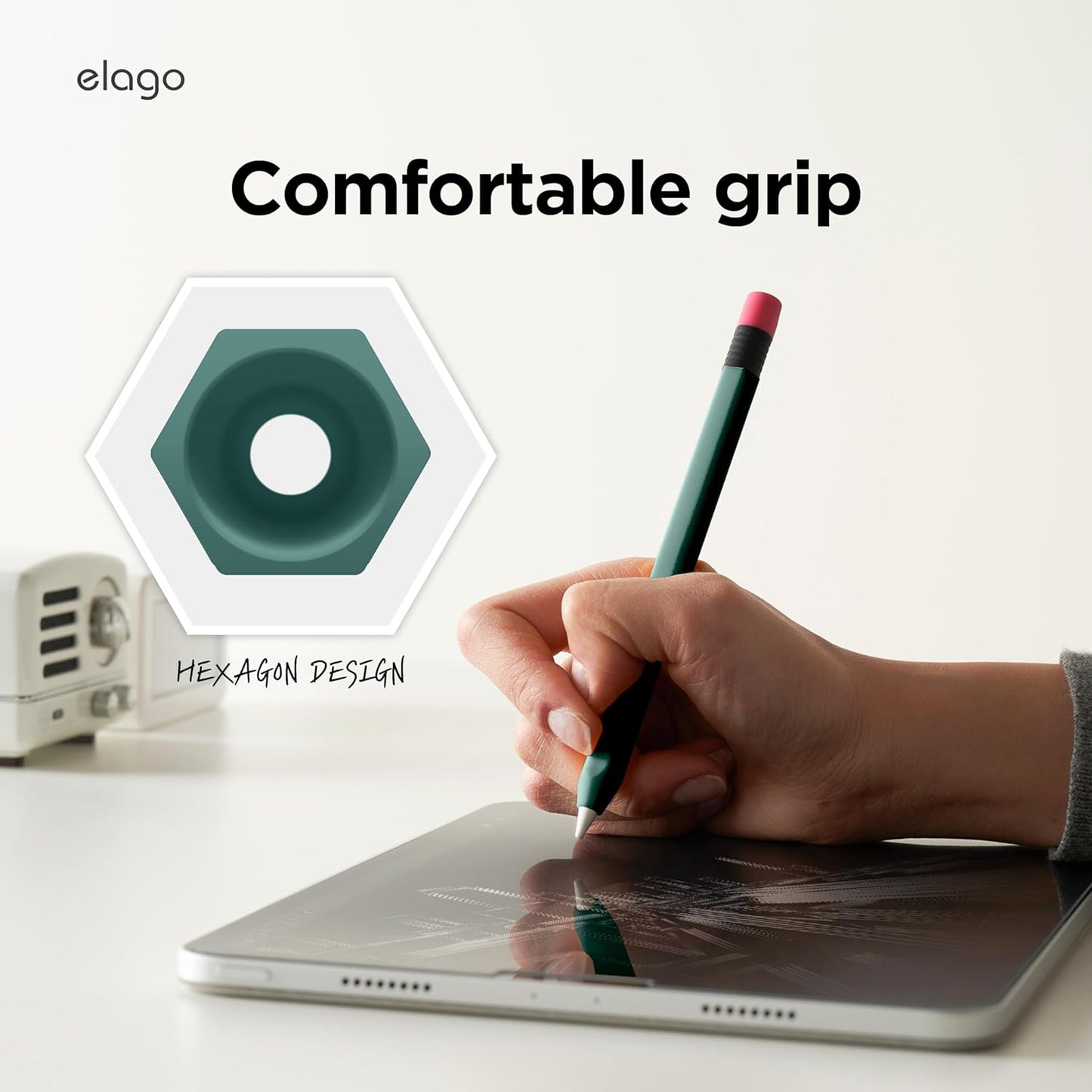 elago Classic Pencil Case Compatible with Apple Pencil (USB-C), Perfect Grip, Protective Skin, Silicone Sleeve, Supports Magnetic Attachment [Yellow]