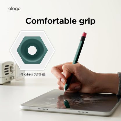 elago Classic Pencil Case Compatible with Apple Pencil (USB-C), Perfect Grip, Protective Skin, Silicone Sleeve, Supports Magnetic Attachment [Yellow]