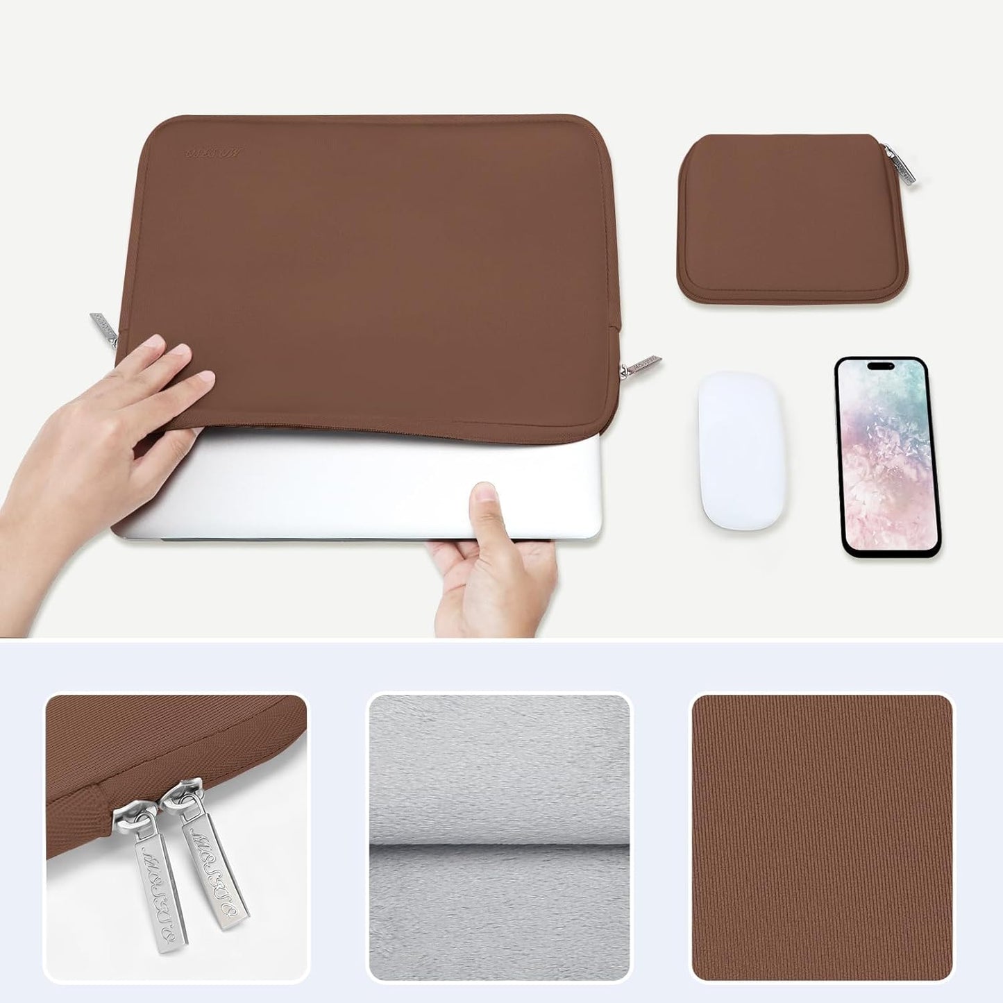 MOSISO Laptop Case 13.3 inch, 13-13.3 inch Laptop Sleeve Bag Compatible with MacBook Air/Pro 13/Pro 14 M5 M4 M3 M2 M1, HP Dell ASUS Lenovo, Neoprene Computer Sleeve Bag with Small Case, Baby Pink - Colors B