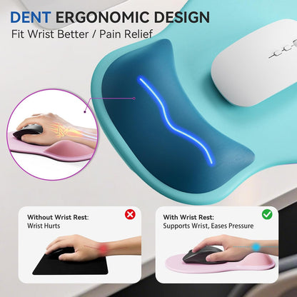 Ergonomic Mouse Pad with Wrist Rest,Cute Gel Mousepad Wrist Support - Small Mini Portable for Travel Mouse Pads for Desk Laptop,Computer,Office & Home Decor (Pink&Light Pink)